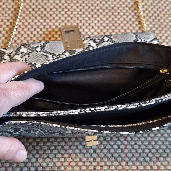 Madison West Black and Gray Snakeskin Print Crossbody Bag - Picture 12 of 15
